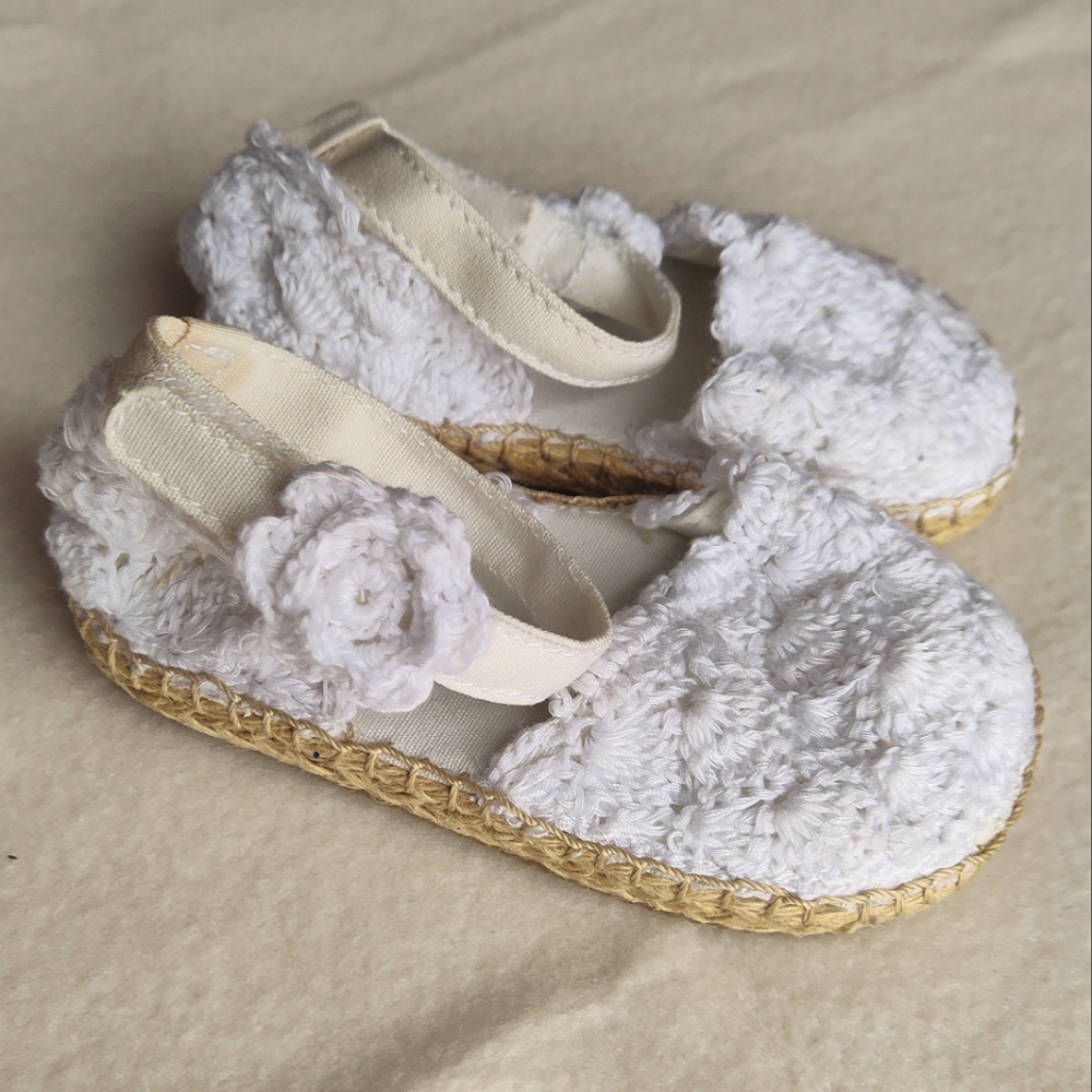 Janie and Jack Floral Crochet Dress Shoe with Strap Easter Outfit Size 5